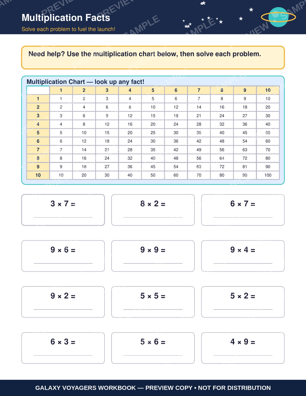 Galaxy Voyagers Math & Reading Workbook | Grade 4-5 Printable | Ages 9-10 Homeschool Worksheets | 30 Page PDF