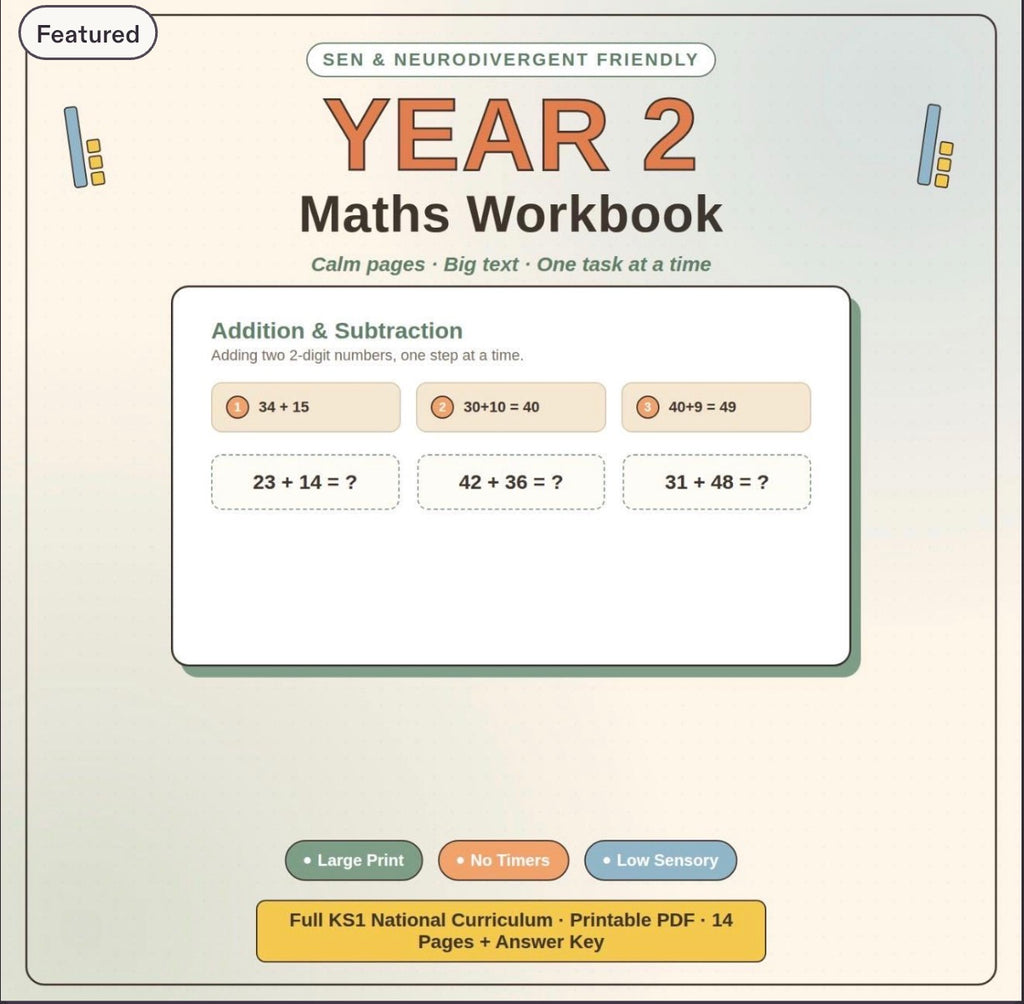 SEN Friendly: Maths Workbook Ages 6-8