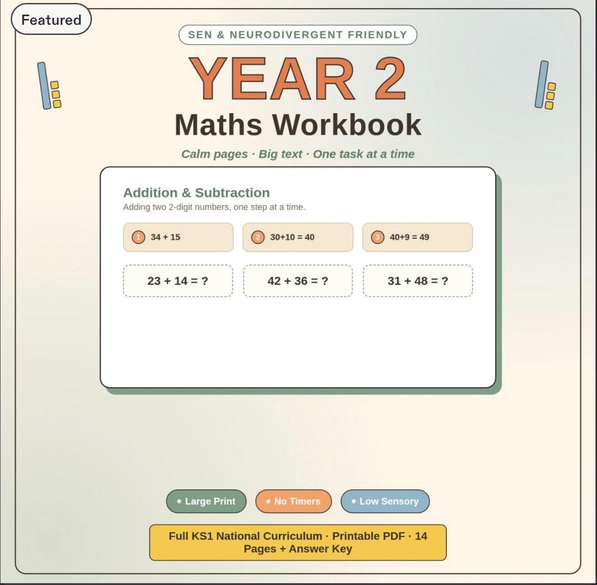 SEN Friendly: Maths Workbook Ages 6-8