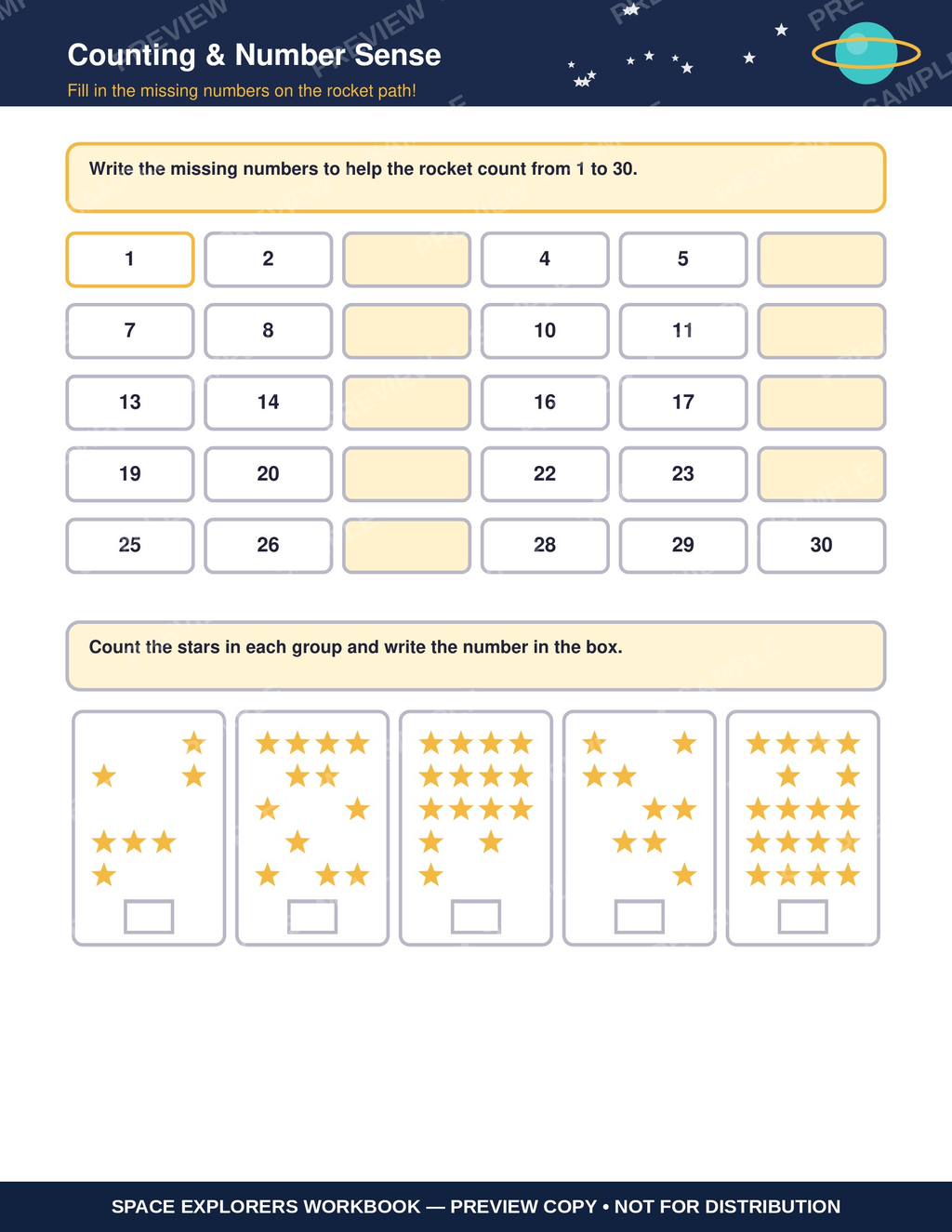 Space Explorers Math & Reading Workbook | Grade 1-2 Printable | Ages 6-8 Homeschool Worksheets | 30 Page PDF Instant Download