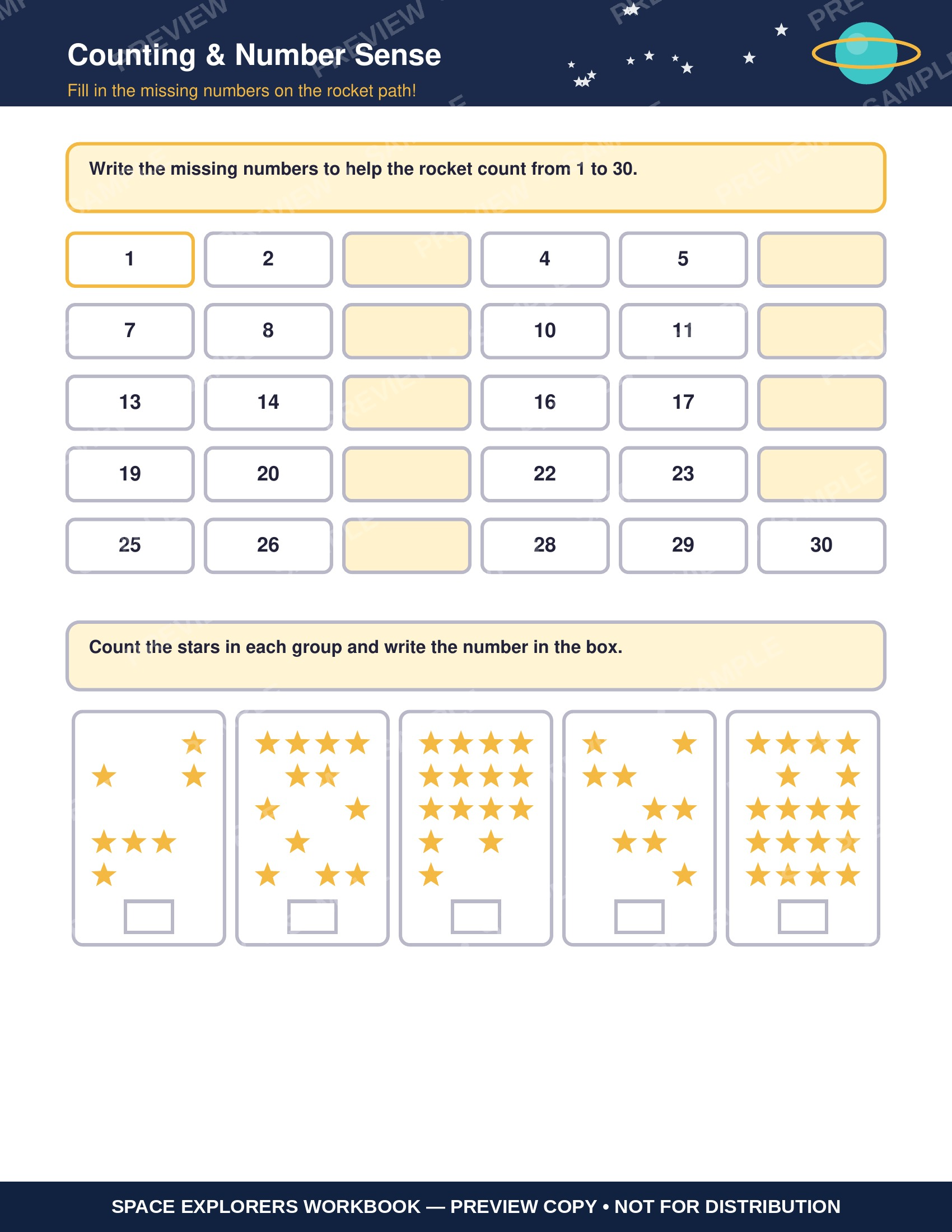 Space Explorers Math & Reading Workbook | Grade 1-2 Printable | Ages 6-8 Homeschool Worksheets | 30 Page PDF Instant Download