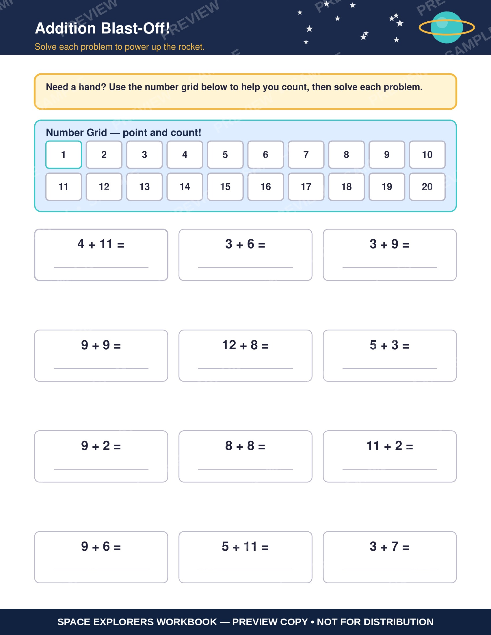 Space Explorers Math & Reading Workbook | Grade 1-2 Printable | Ages 6-8 Homeschool Worksheets | 30 Page PDF Instant Download
